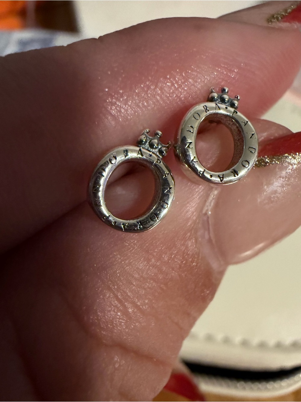 Pandora Silver Signature O crown Earrings